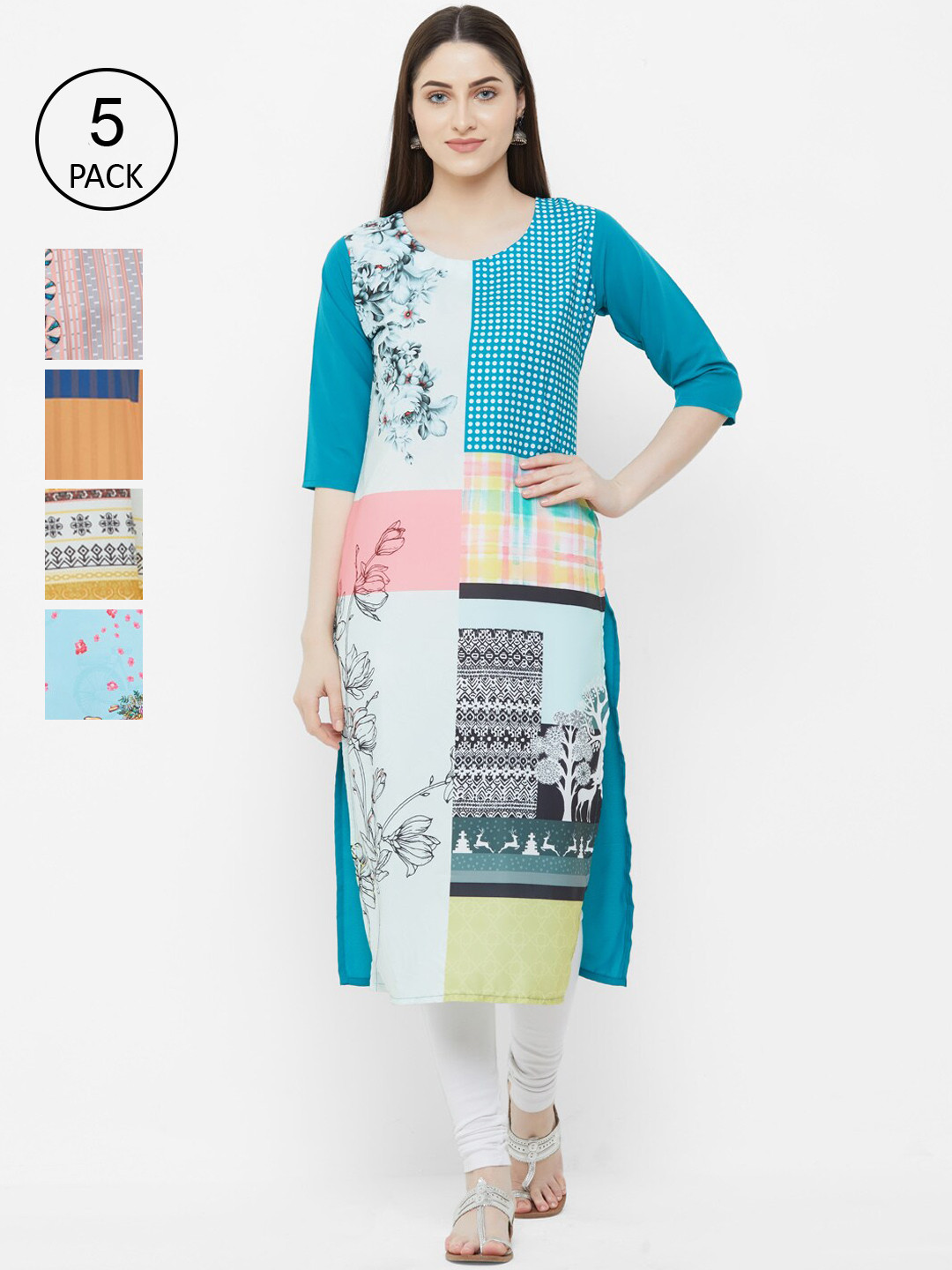 

7Threads Women Multicoloured Printed Straight Kurta, Multi