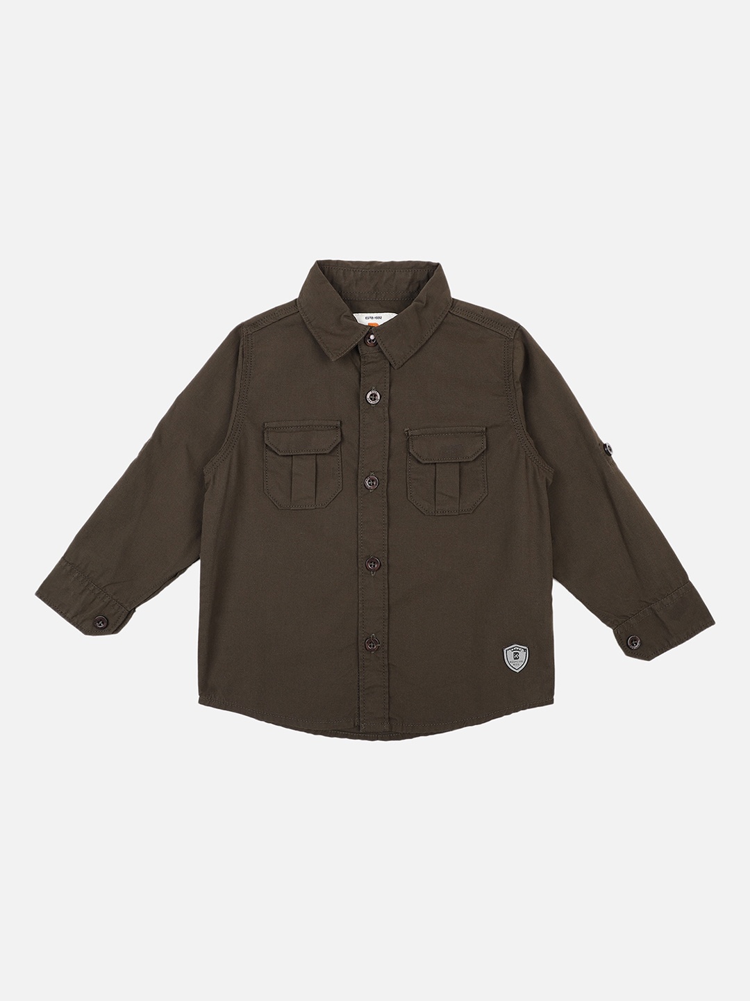 

Bodycare First Boys Olive Green Slim Fit Solid Casual Shirt