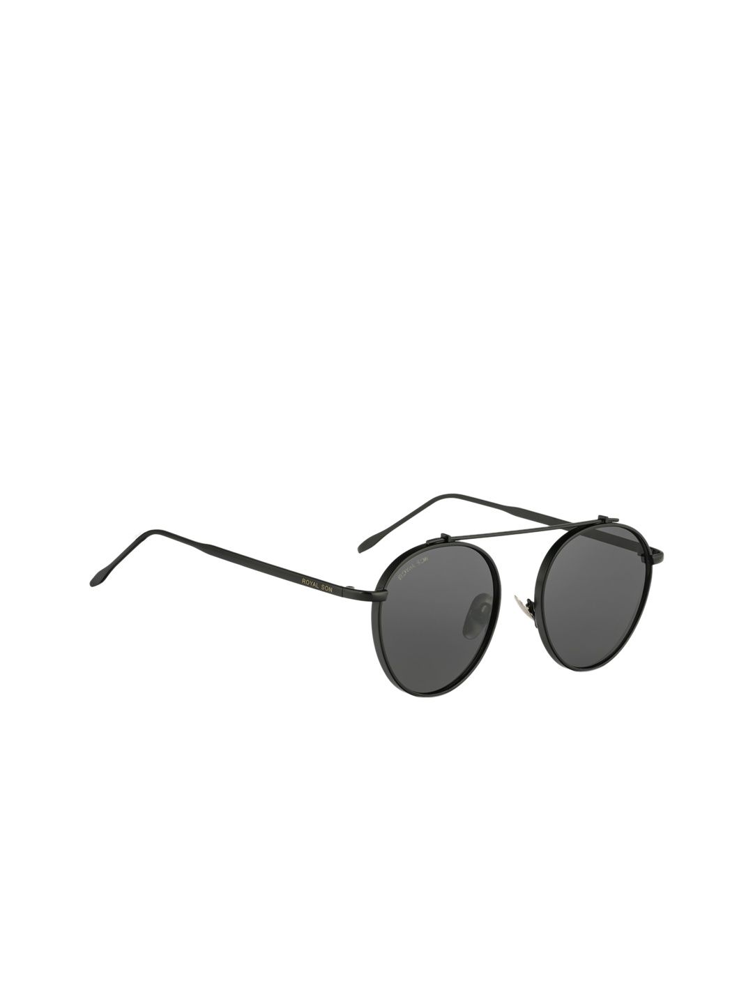 

ROYAL SON Men UV Protected Round Sunglasses CHI00101-C3, Black