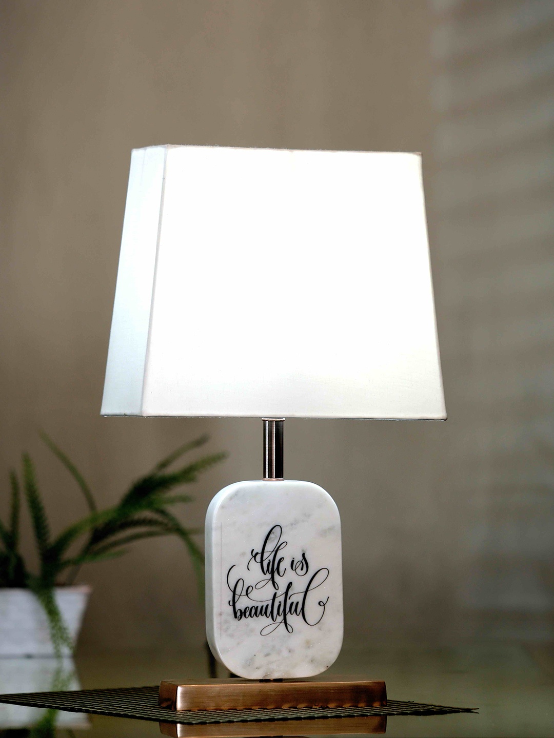 

POSH-N-PLUSH White Solid Bedside Standard Table Lamp with Metal Base