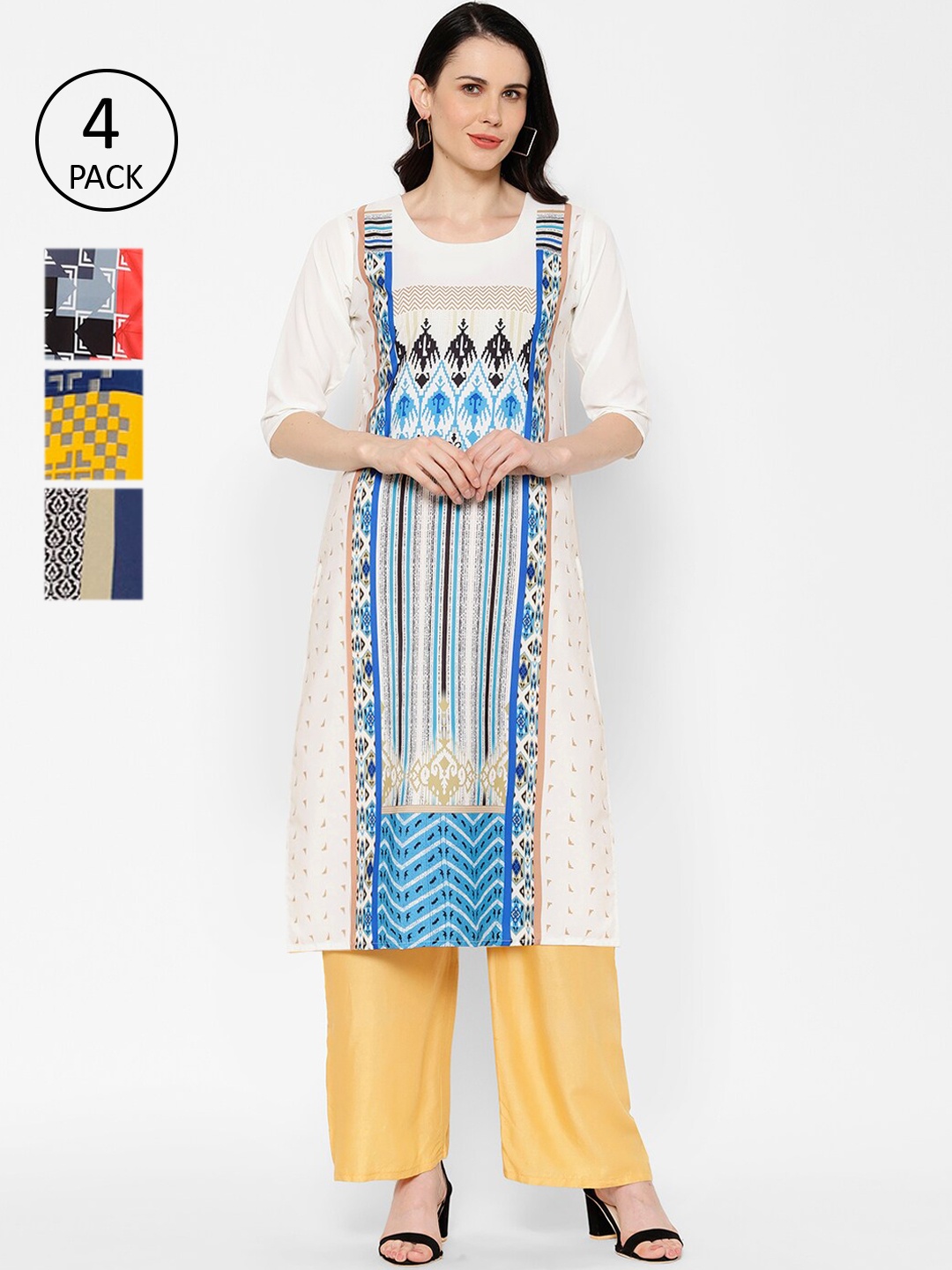 

7Threads Women Multicoloured Embroidered Straight Kurta, Multi