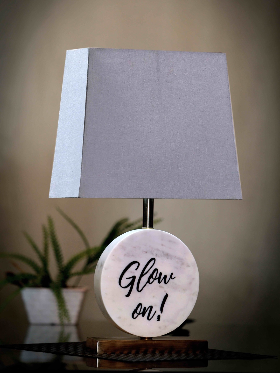 

POSH-N-PLUSH Grey Glow On Marble Lamp With Metal Base & Shade
