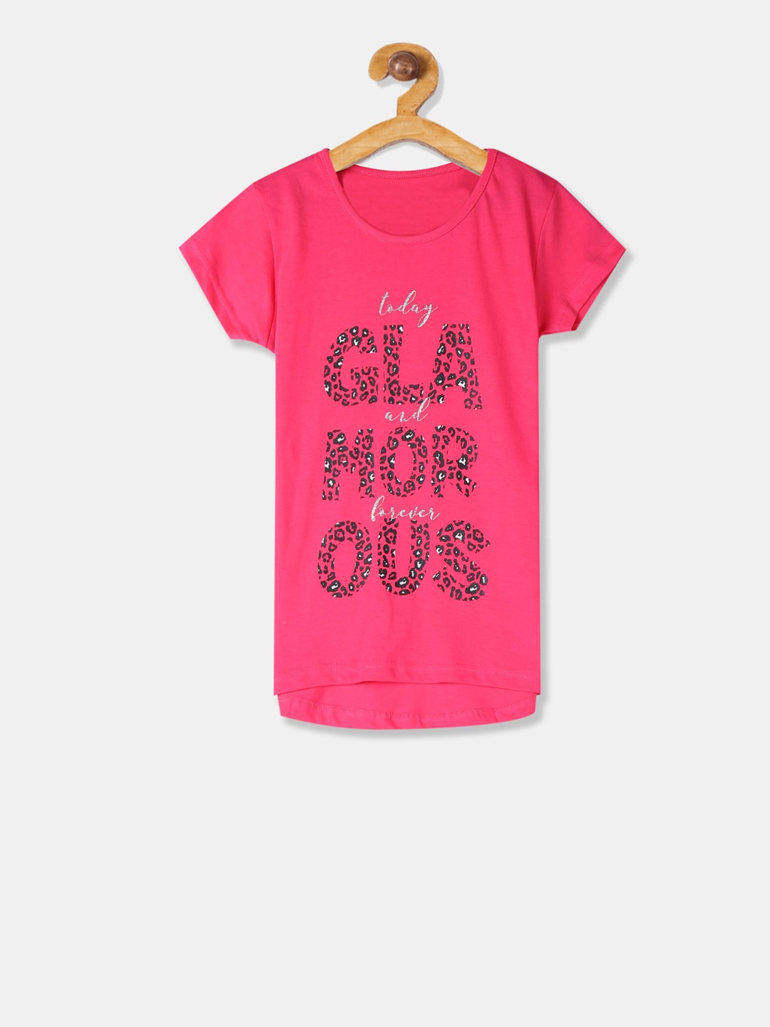 

Cherokee Girls Fuchsia Printed Round Neck T-shirt