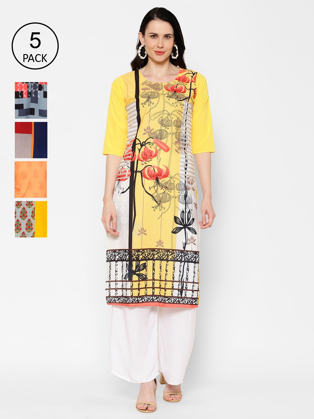 

7Threads Women Multicoloured Embroidered Straight Kurta, Multi