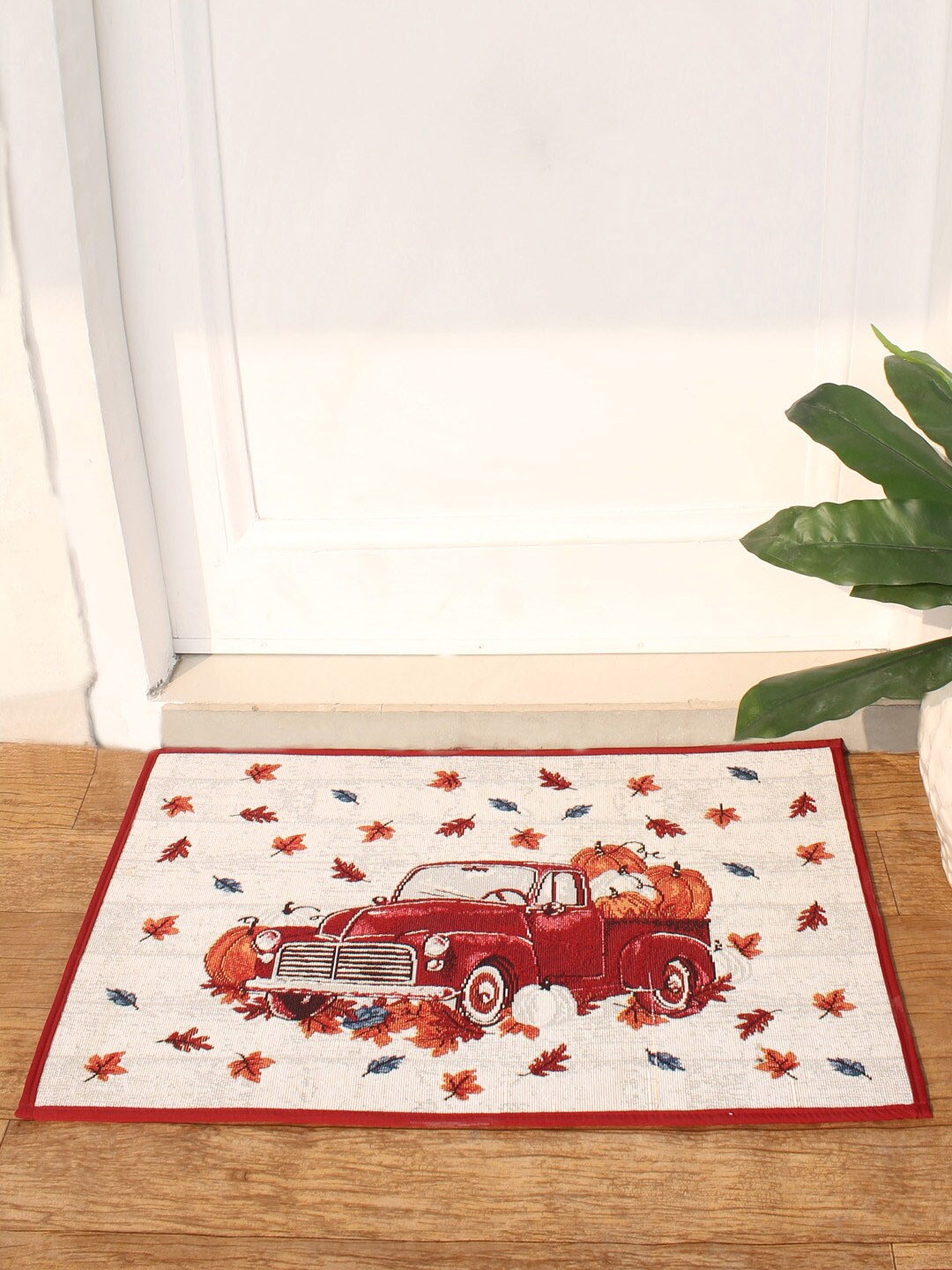 

AVI Living Beige & Red Printed Anti-Skid Doormat