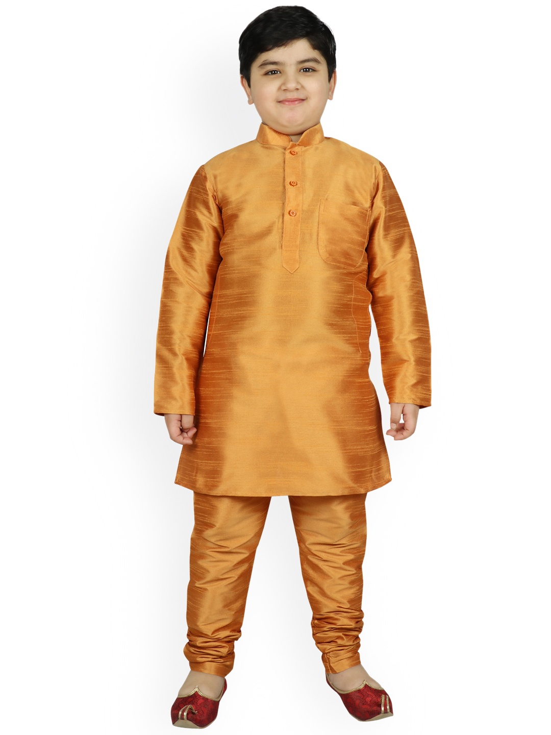 

SG YUVRAJ Boys Gold-Toned Solid Kurta with Churidar