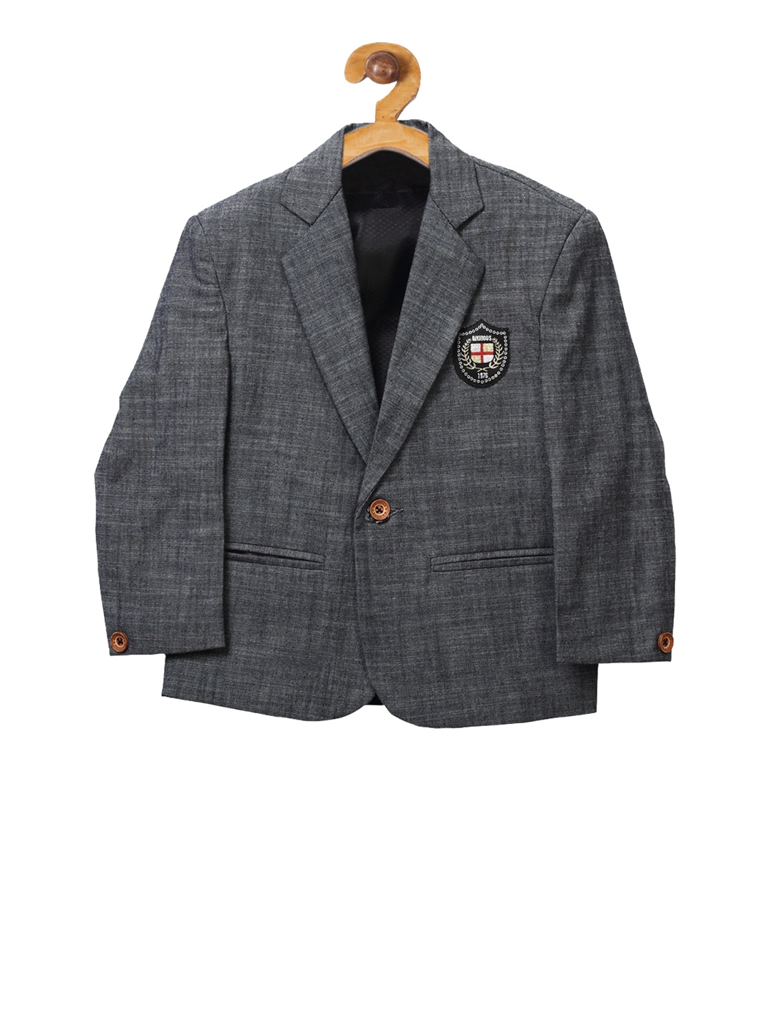 

RIKIDOOS Boys Grey Solid Single Breasted Blazer