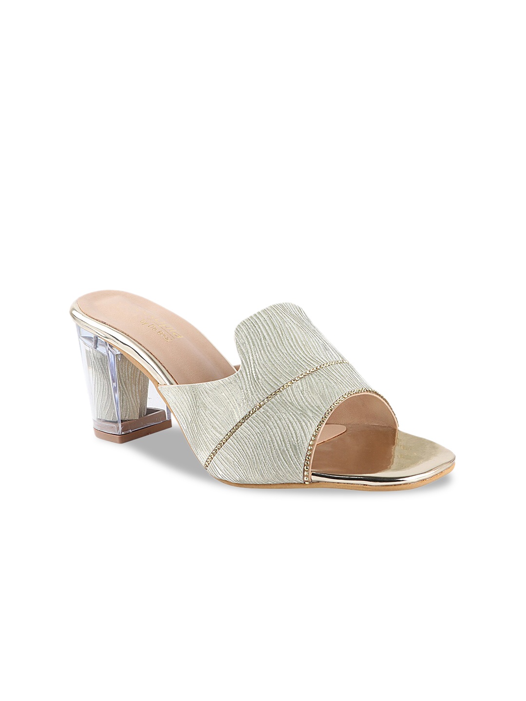 

Shoetopia Women Silver & Gold Embellished Heeled Mules
