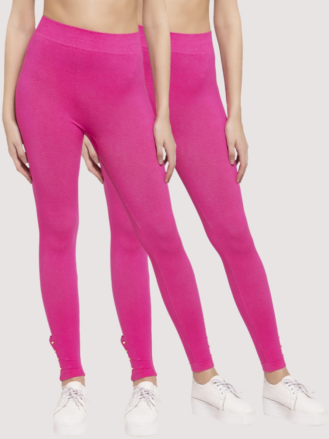 

KLOTTHE Women Pack Of 2 Magenta-Pink Solid Skinny-Fit Treggings