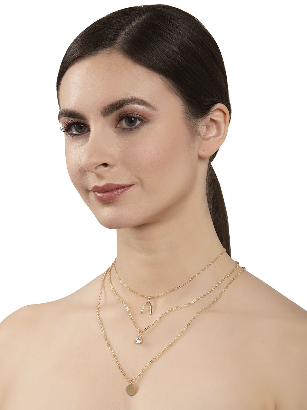 

Shining Diva Fashion Gold-Plated Layered Statement Necklace