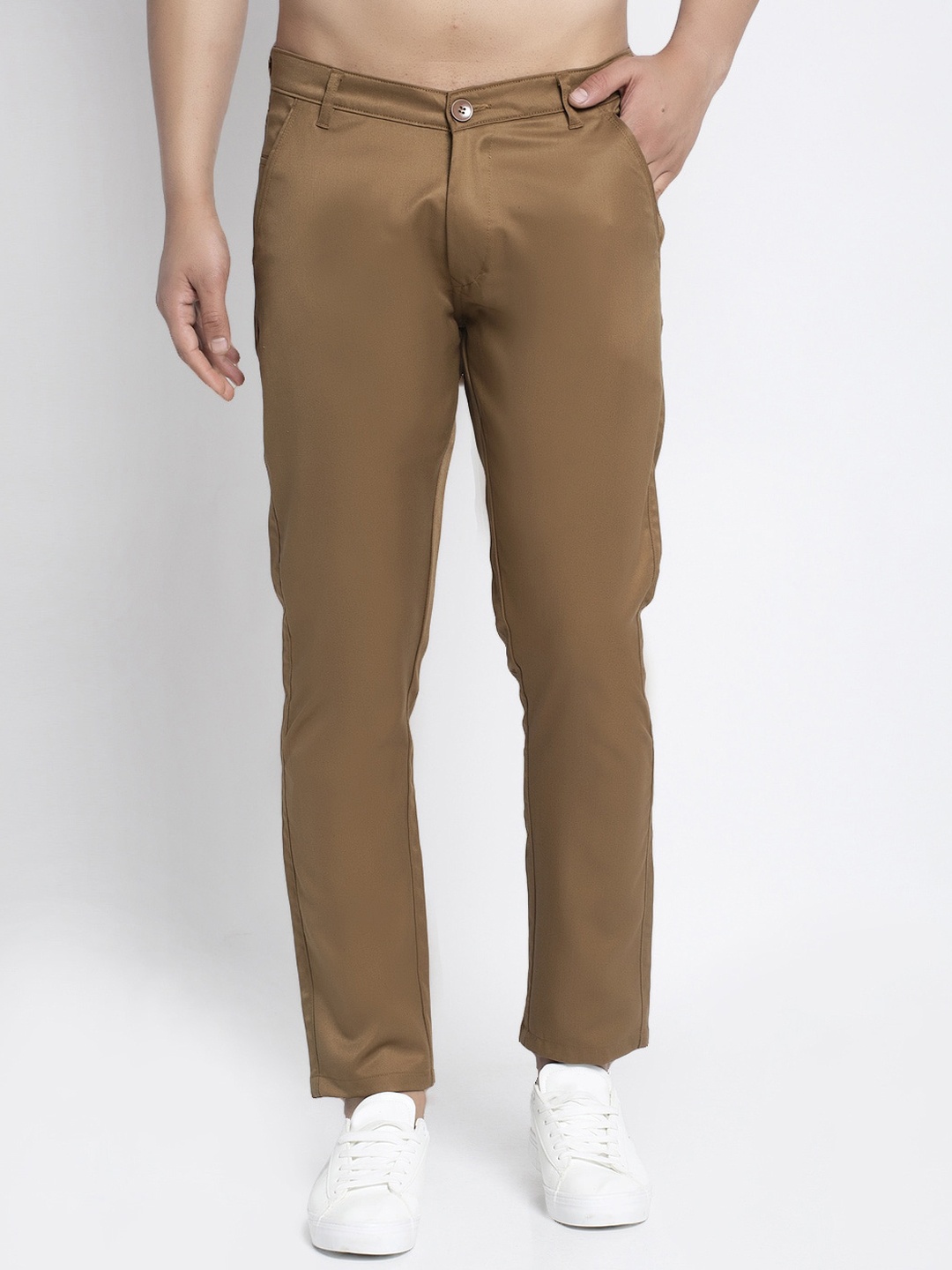 

JAINISH Men Brown Slim Fit Solid Chinos