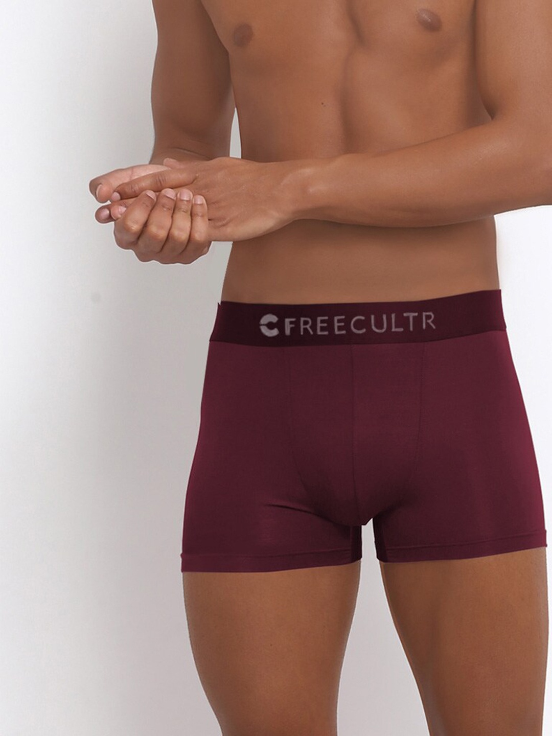 

FREECULTR Men Pack of 3 Maroon Solid Anti-Bacterial Trunks