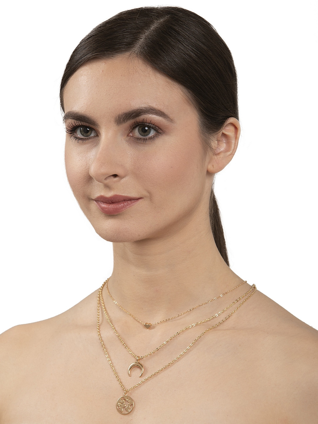 

Shining Diva Fashion Gold-Plated Layered Statement Necklace