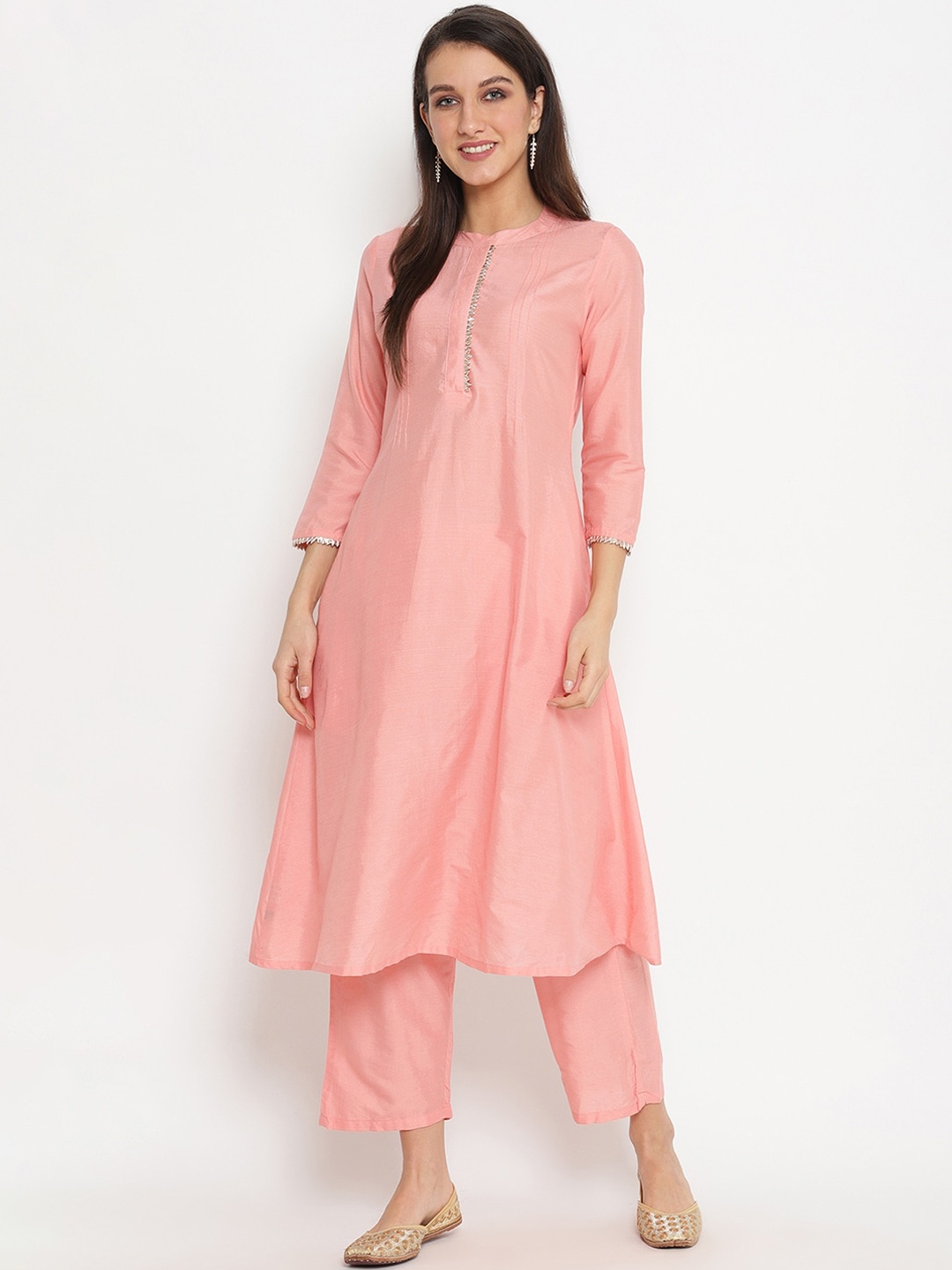 

Abhishti Women Peach-Coloured A-Line Kurta