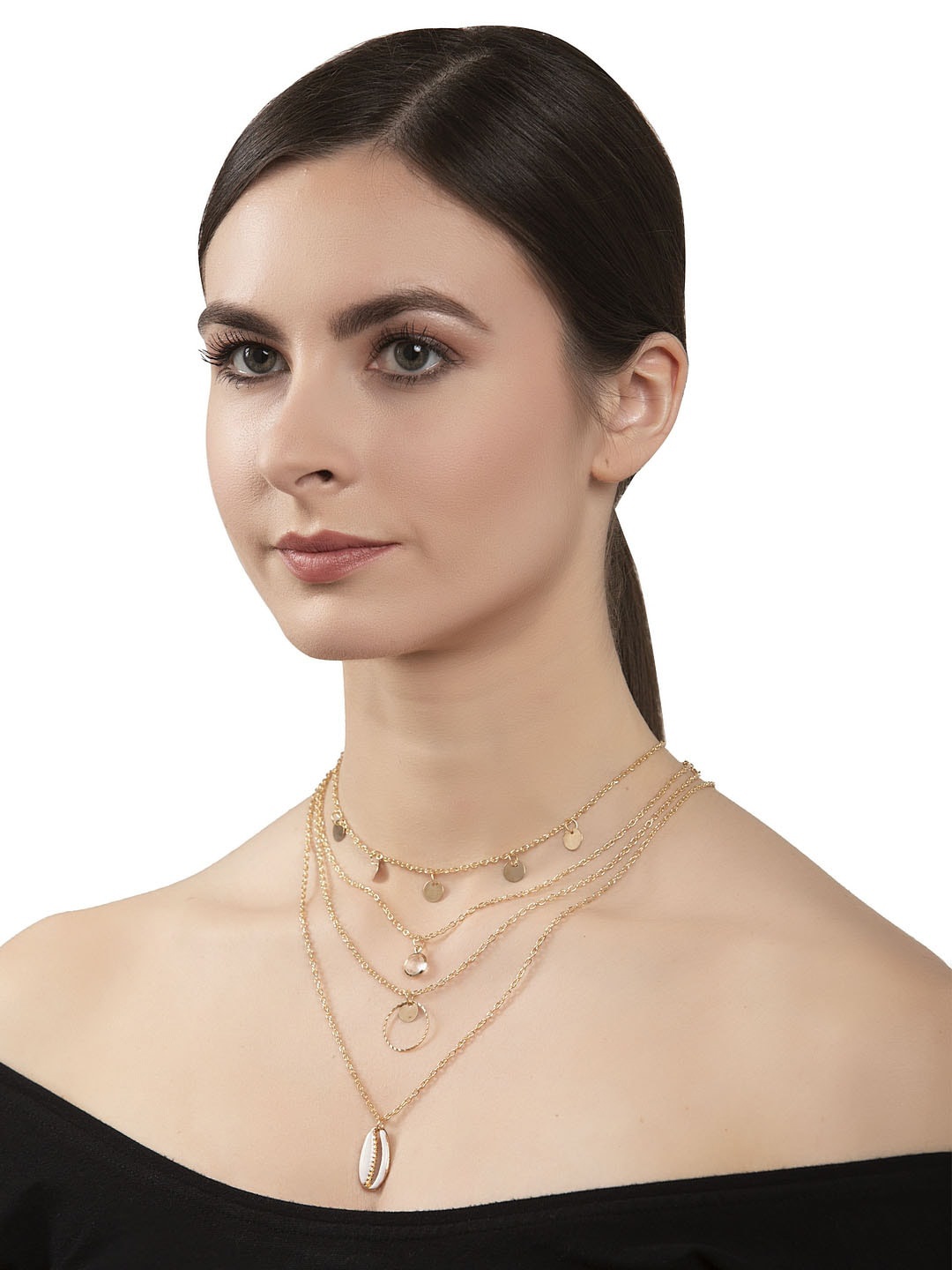 Shining Diva Fashion Gold-Plated Layered Statement Necklace