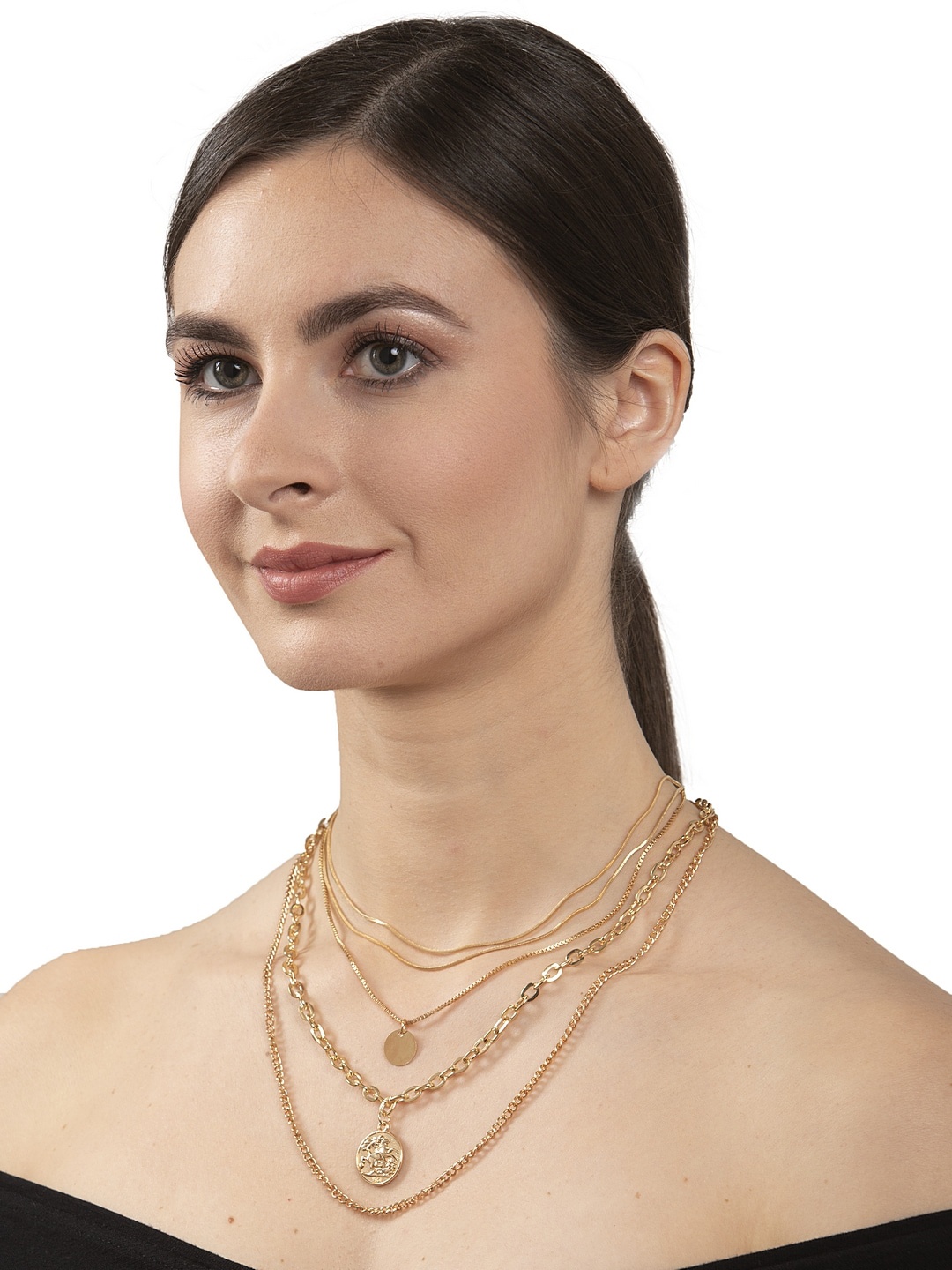 

Shining Diva Fashion Gold-Plated Layered Statement Necklace