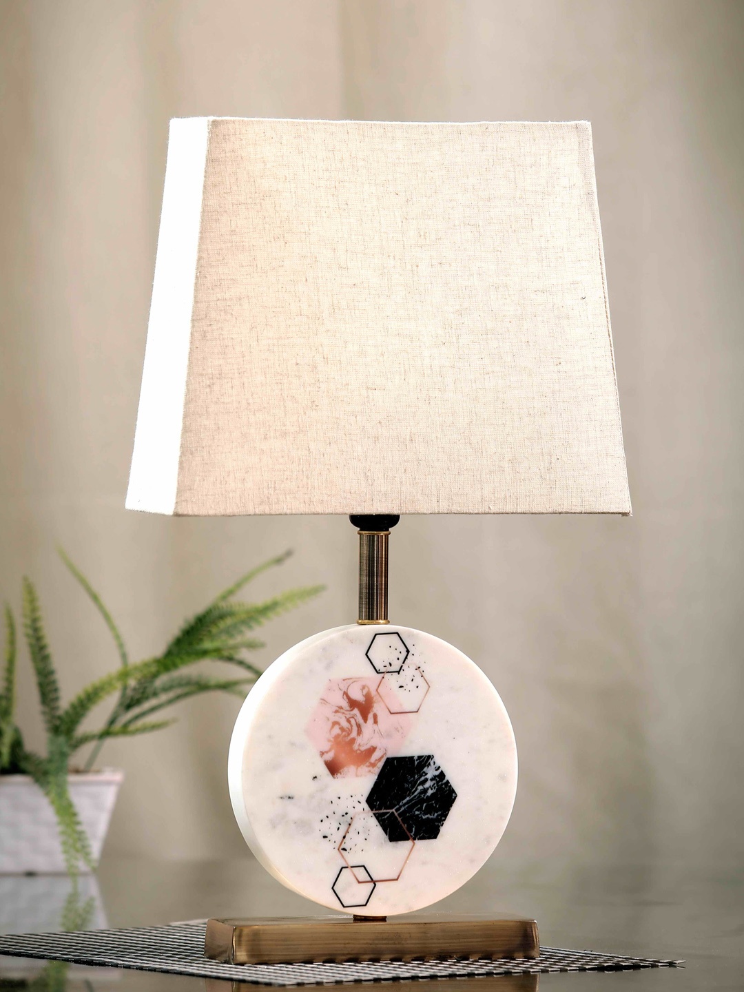 

POSH-N-PLUSH Beige Solid Marble Bedside Standard Lamp