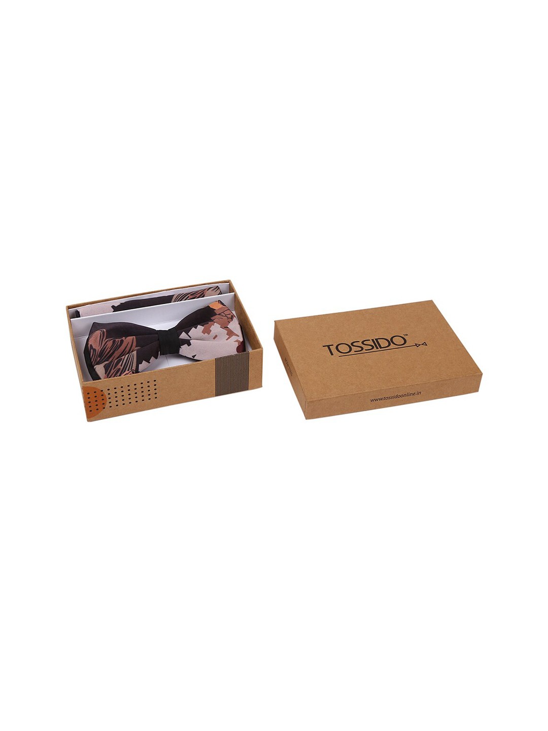 

Tossido Men Brown & Beige Printed Bow Tie With Pocket Square
