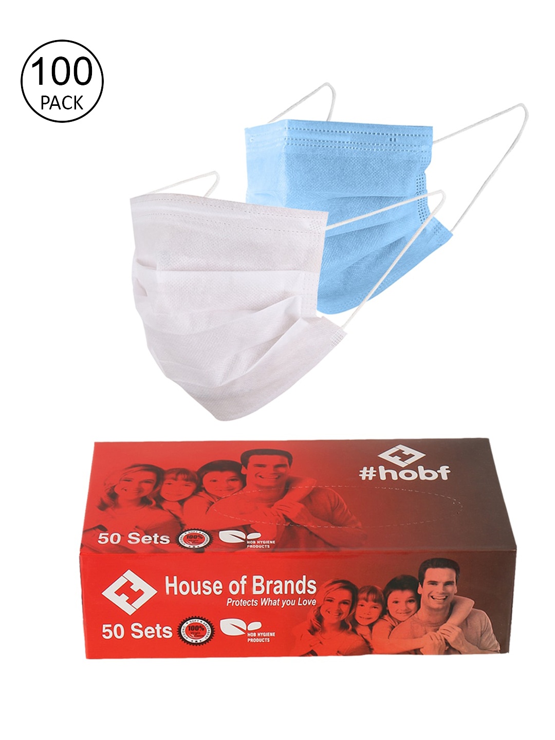 

LONDON FASHION hob Unisex Pack Of 100 3-Ply Ultrasonic Anti-Pollution Disposable Masks, Blue