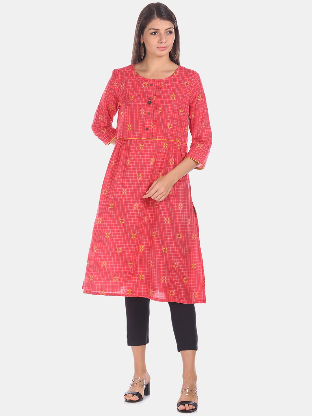 

Karigari Women Red Printed A-Line Kurta