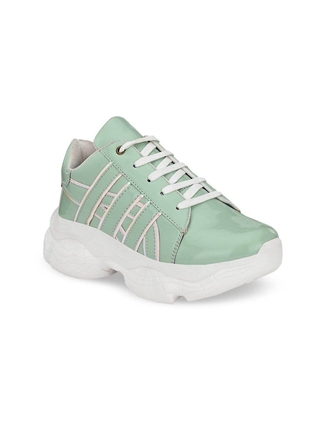 

El Paso Women Green Solid Synthetic Mid-Top Sneakers