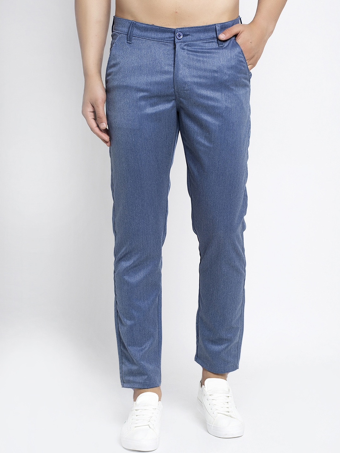 

JAINISH Men Blue Slim Fit Solid Chinos