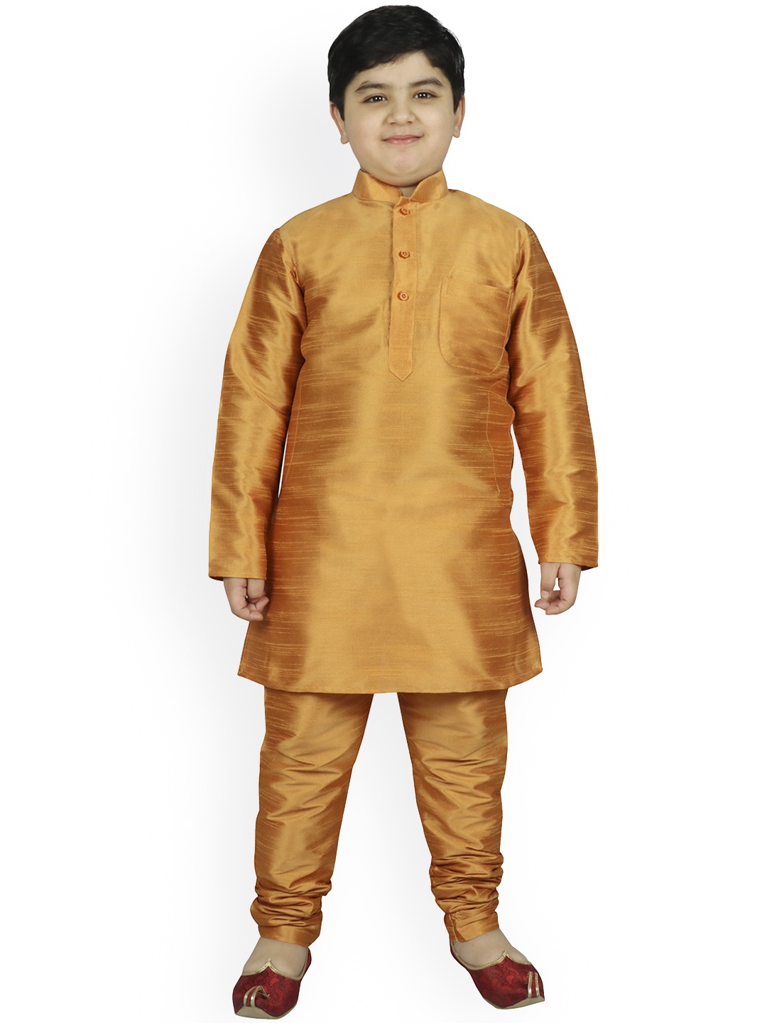 

SG YUVRAJ Boys Gold-Toned Solid Kurta with Pyjamas