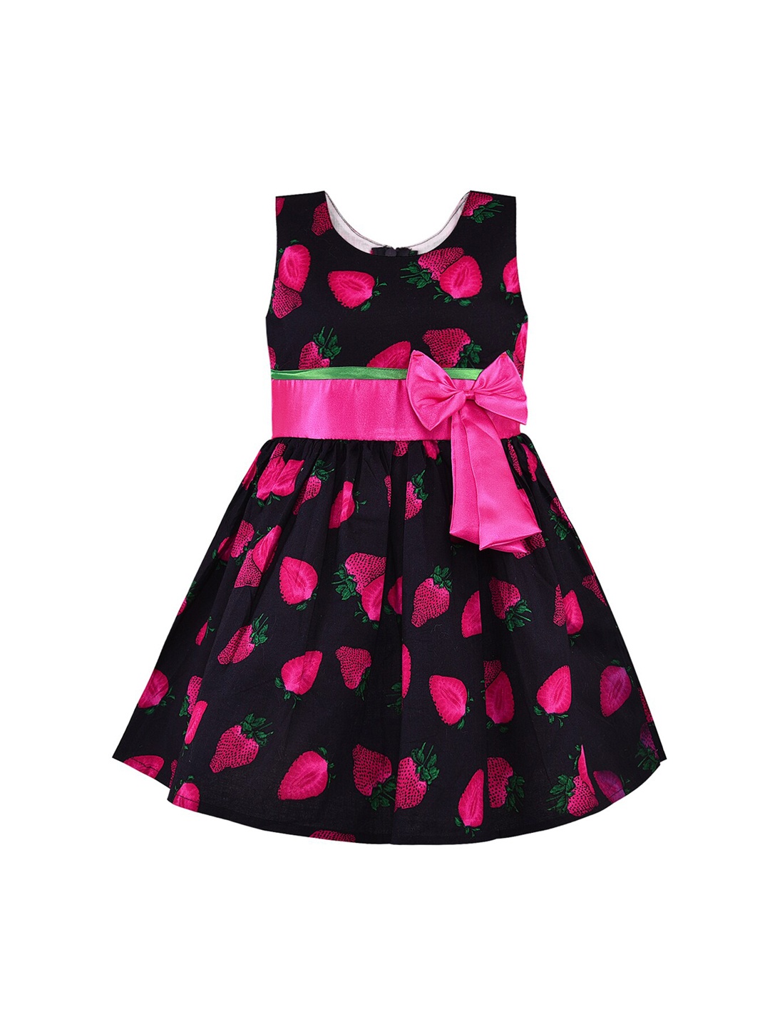 

Wish Karo Girls Black Printed Fit and Flare Dress
