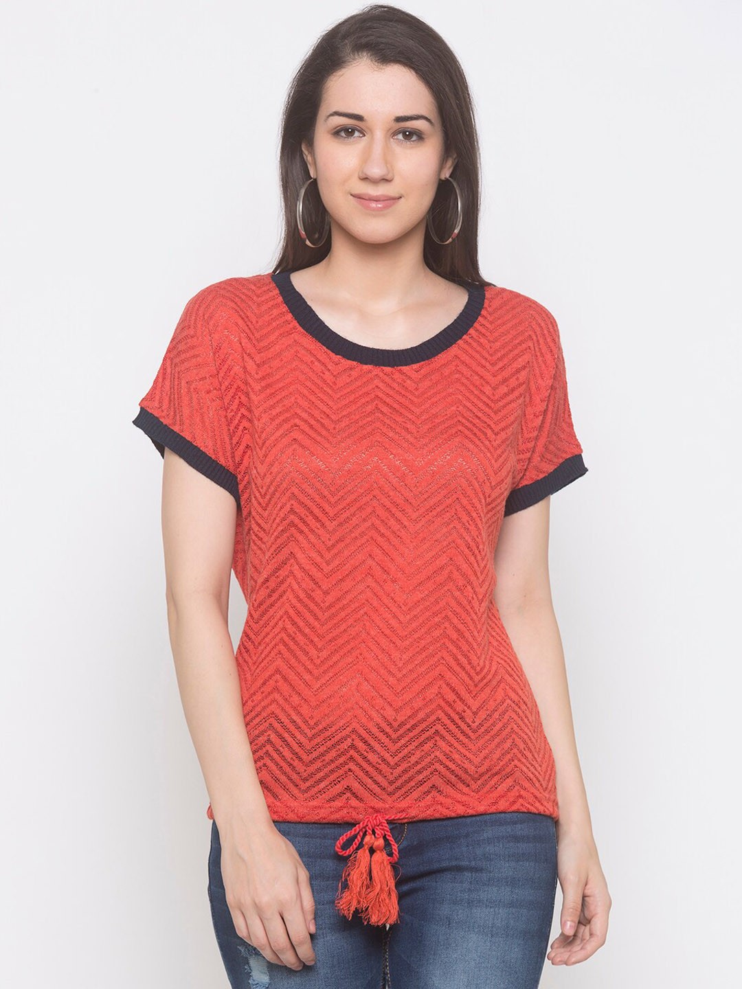

Globus Women Red Self Design Top