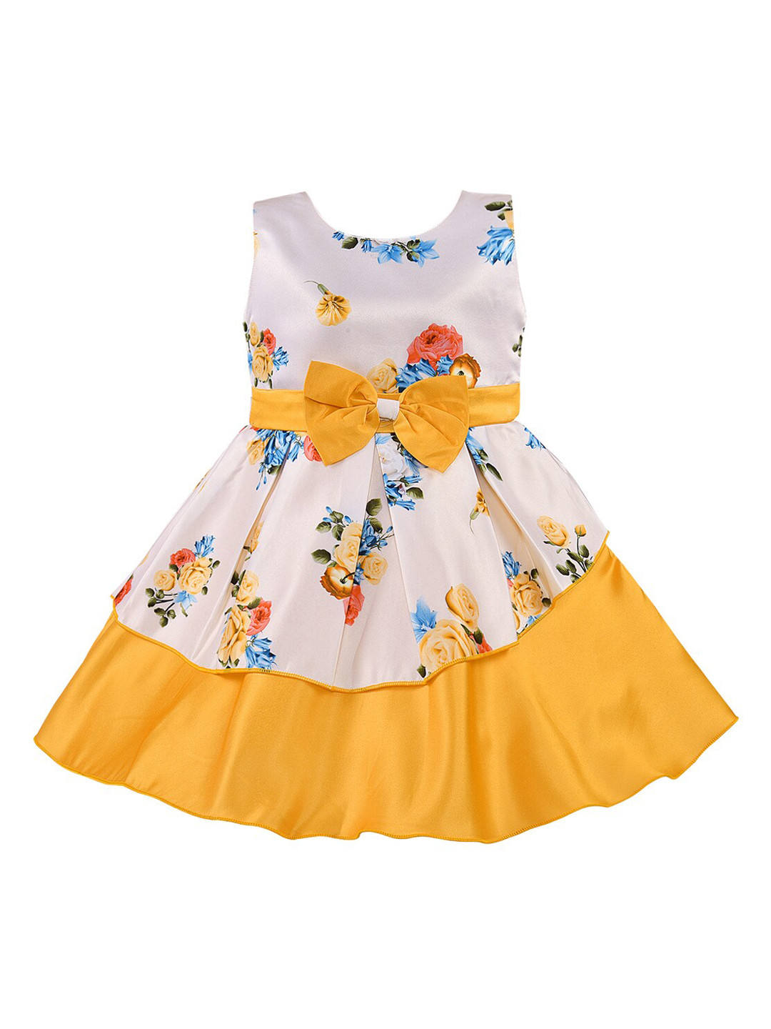 

Wish Karo Girls Yellow Printed Fit and Flare Dress