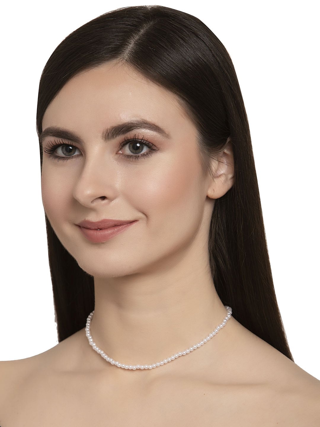 

Shining Diva Fashion Gold-Toned White Beaded Necklace