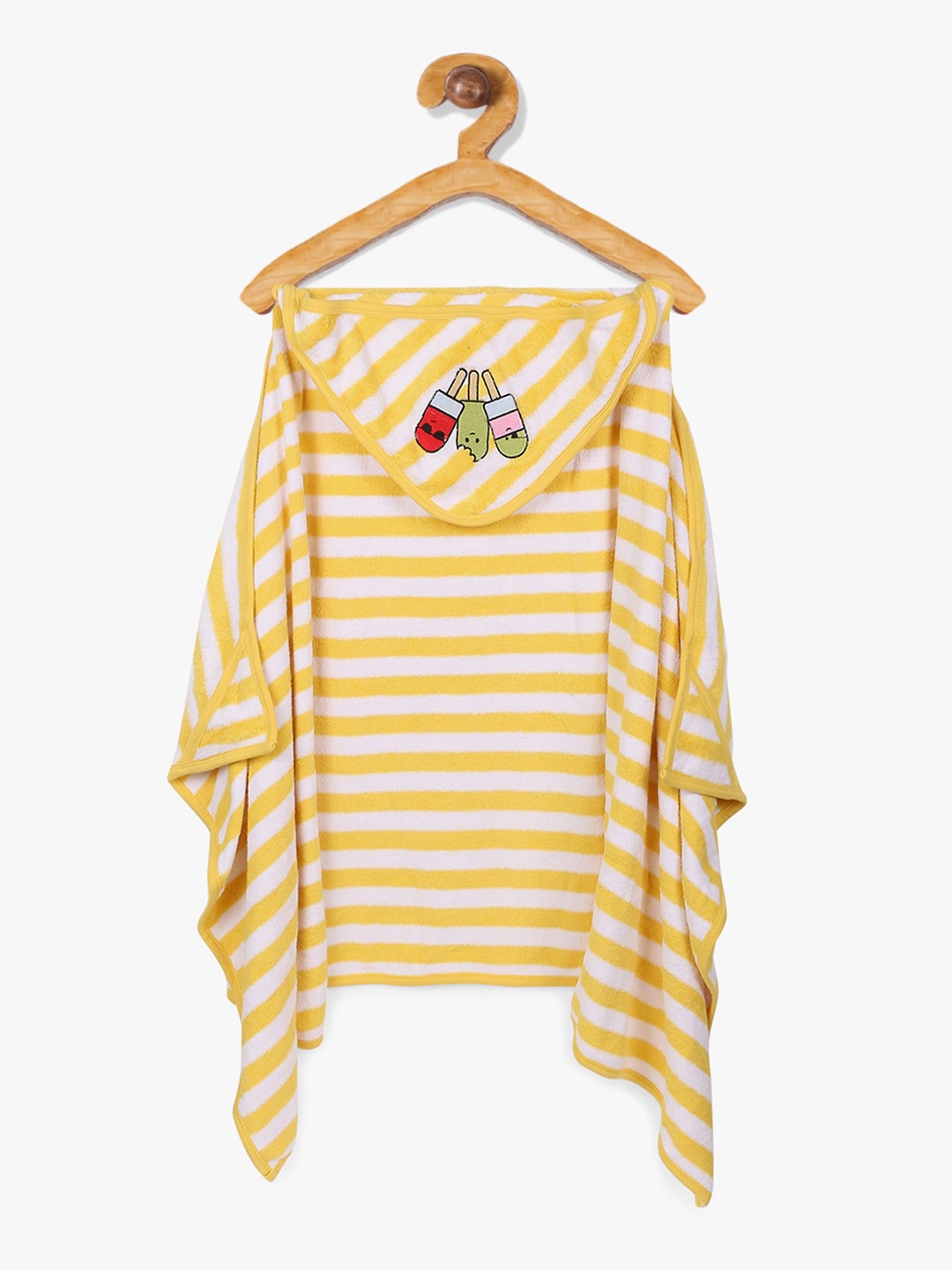 My Milestones Unisex Infant Yellow & White Striped 350 GSM Bath Towel