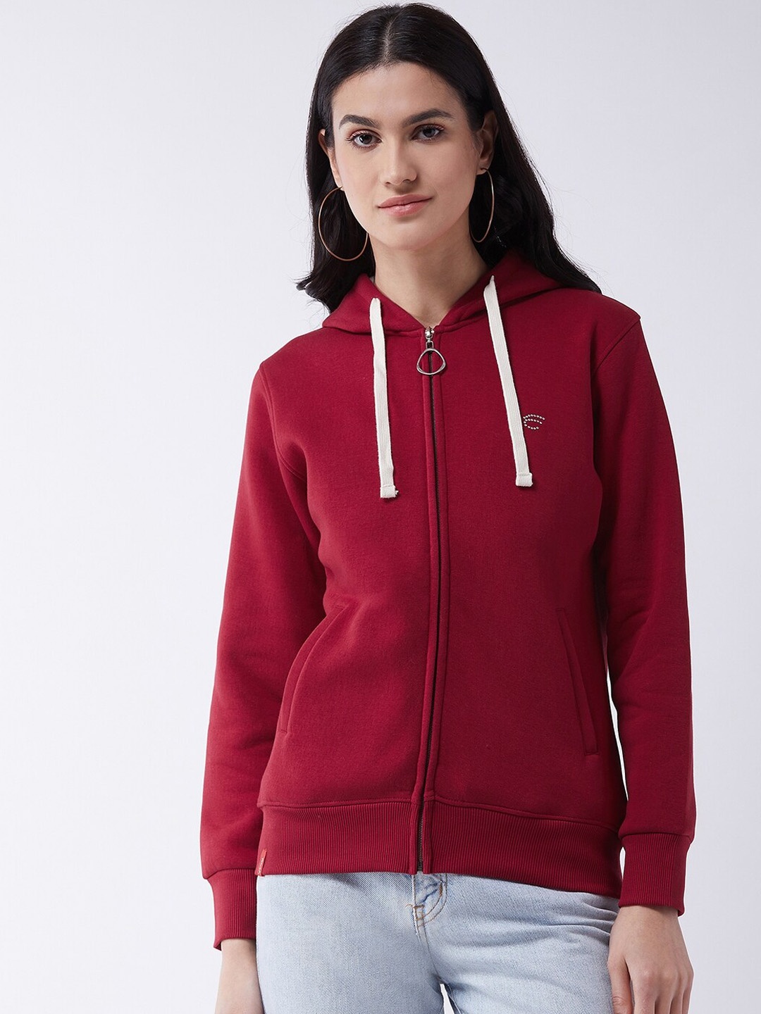 

FEMEA Women Maroon Solid Sweatshirt