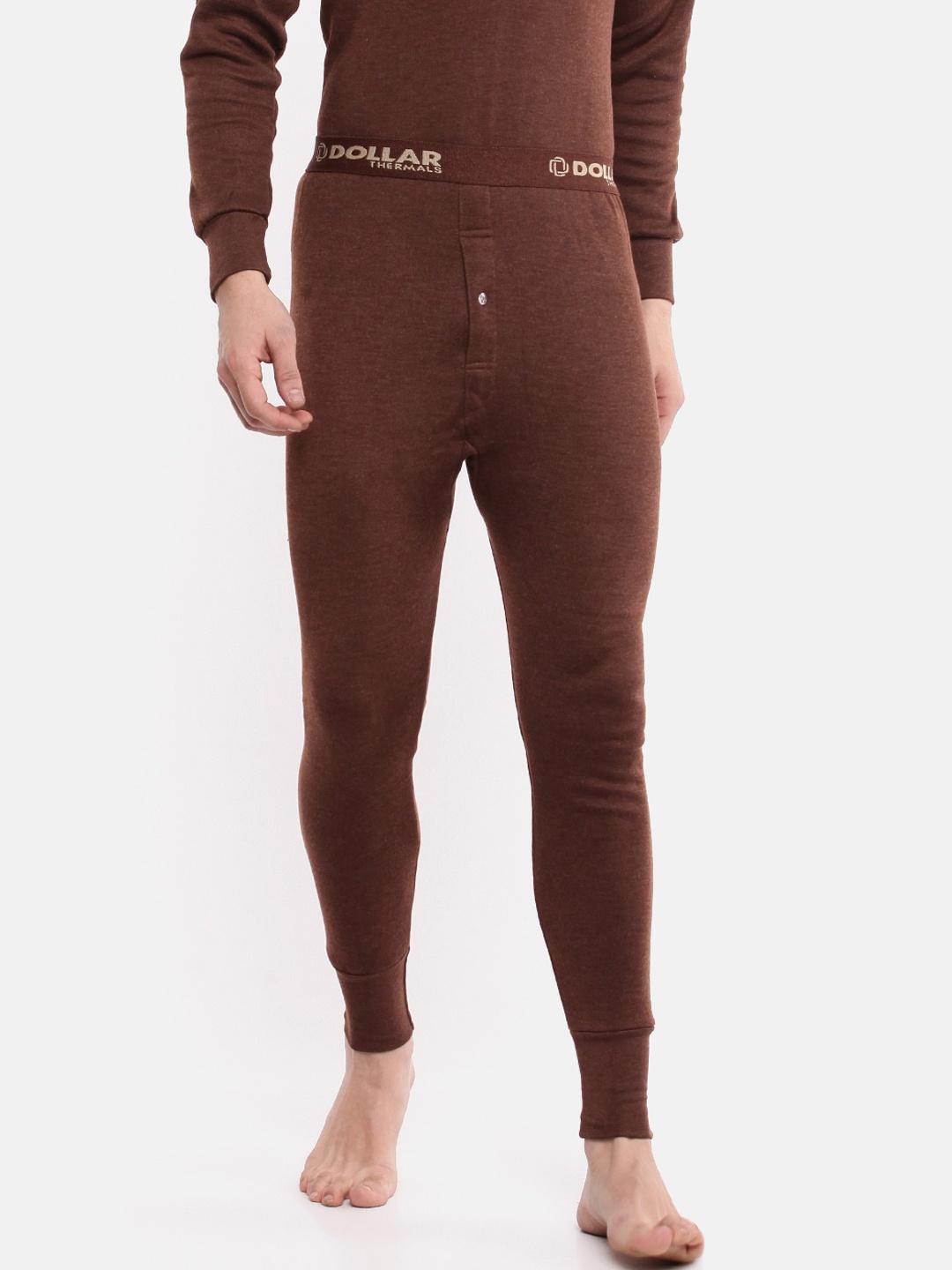 

Dollar Men Brown Solid Slim-Fit Zero Shrinkage Thermal Bottom