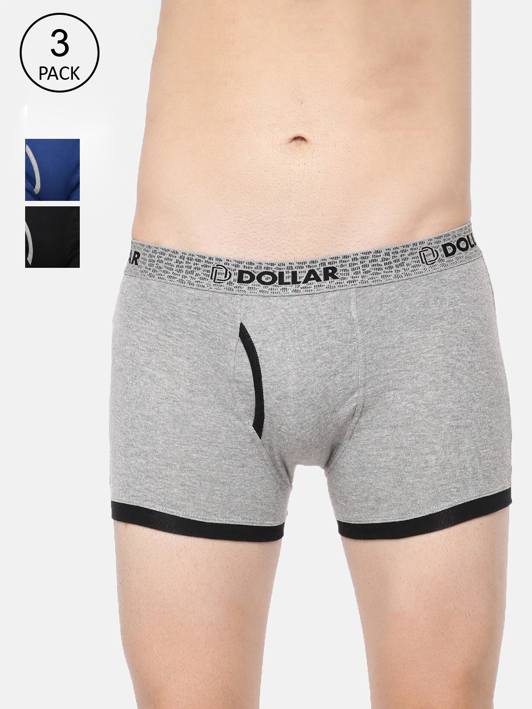 

Dollar Bigboss Men Assorted Pack of 3 Combed Cotton Contoured Pouch Support Trunk