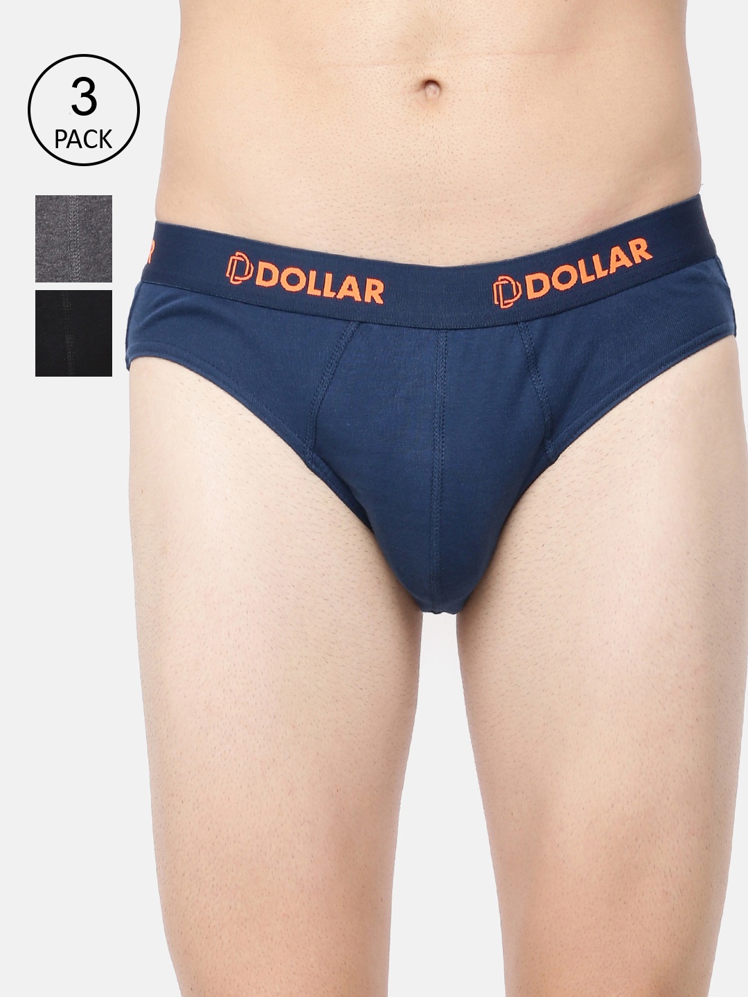 

Dollar Bigboss Men Pack of 3 Assorted Cotton Superior Snug Fit Briefs MDBR-02-PO3-C1