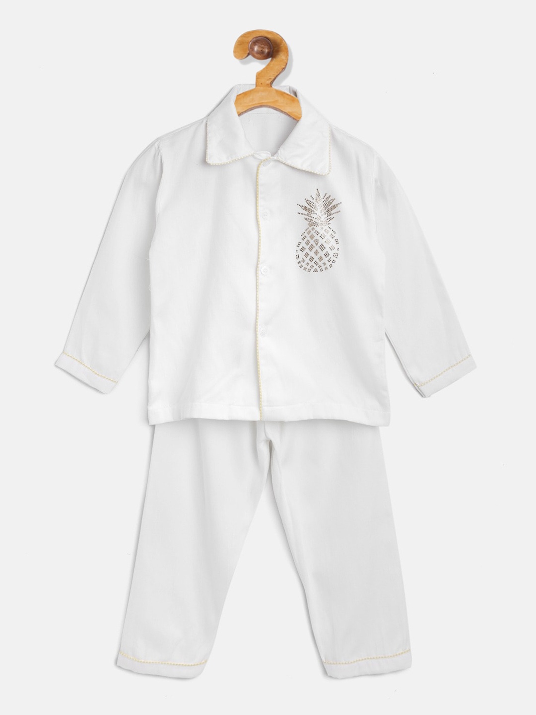 

Kids Clan Unisex Kids White Solid Night Suit