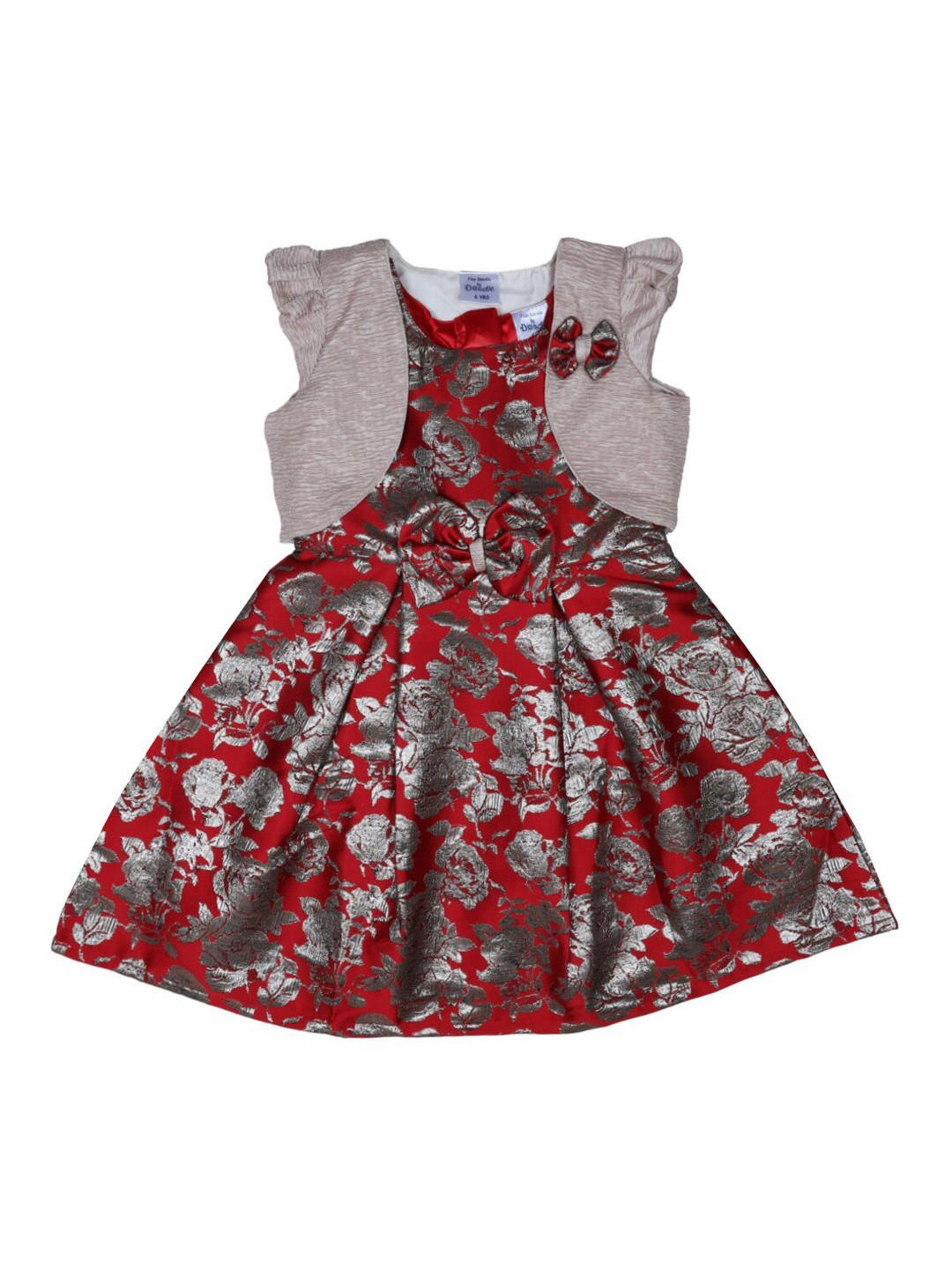 

Doodle Girls Red Printed Fit and Flare Dress