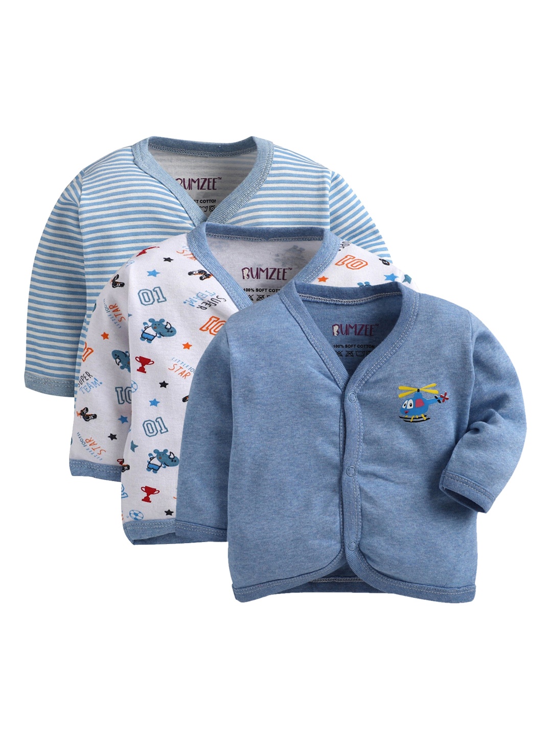 

BUMZEE Infant Kids Pack of 3 Jhablas, Blue