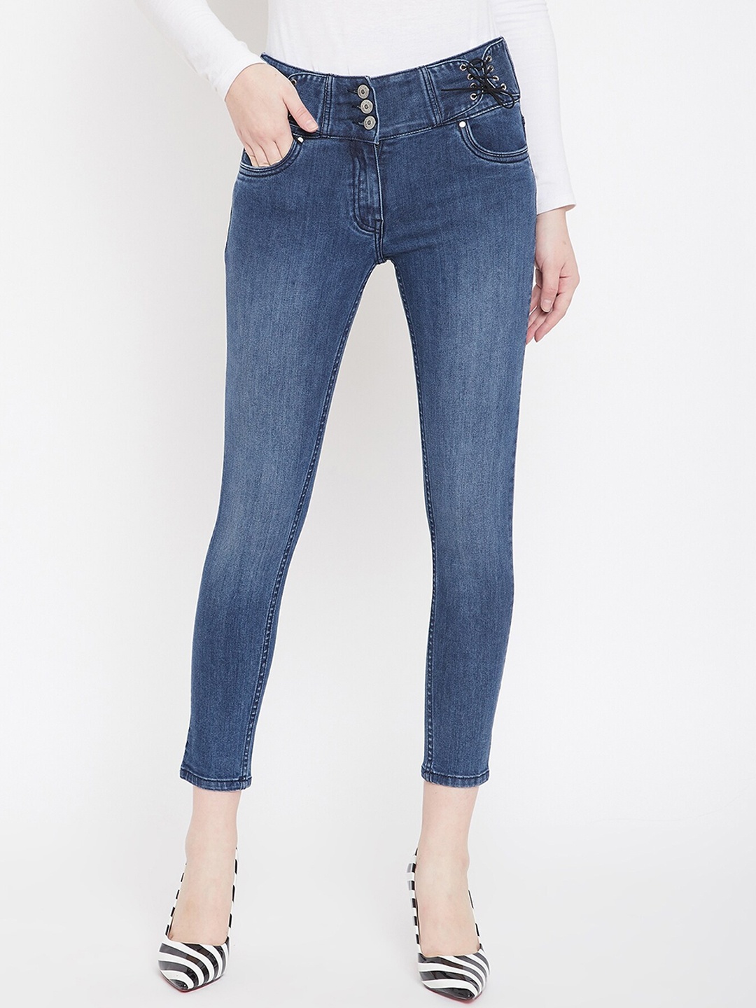 

Madame Women Blue Regular Fit Mid-Rise Clean Look Jeans