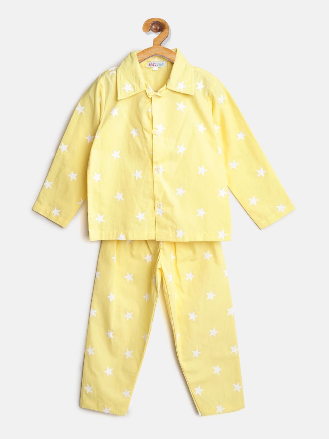 

Kids Clan Unisex Kids Yellow Star Printed Night Dress