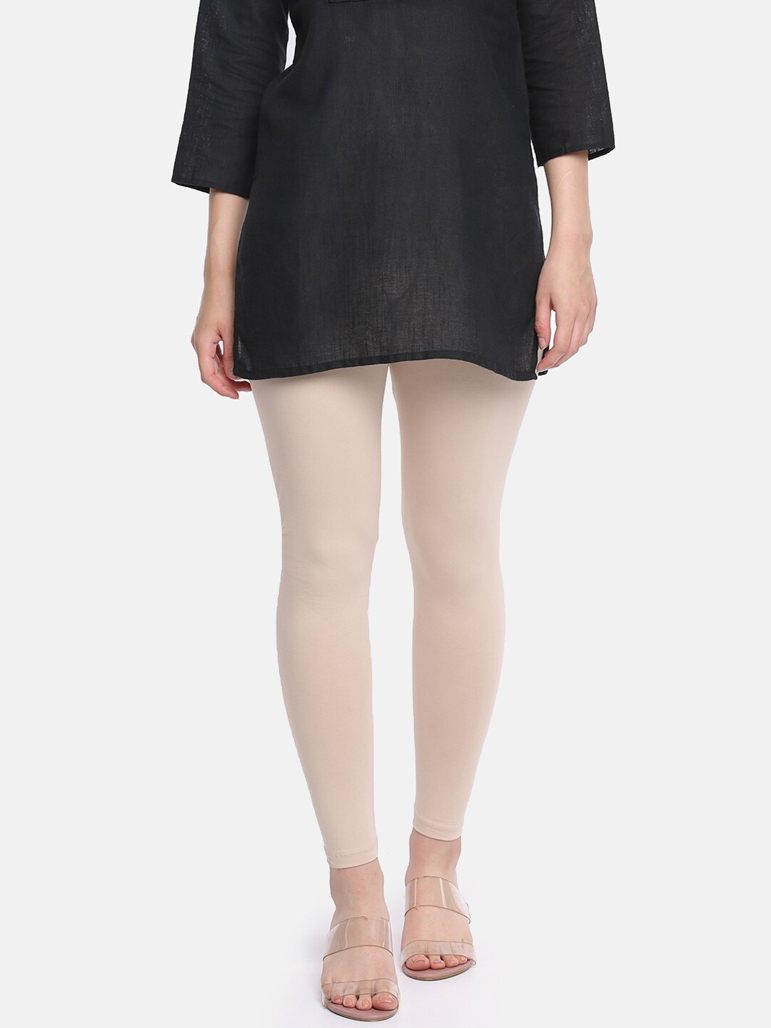 Dollar Missy Women Cream-Coloured Solid Ankle-Length Leggings