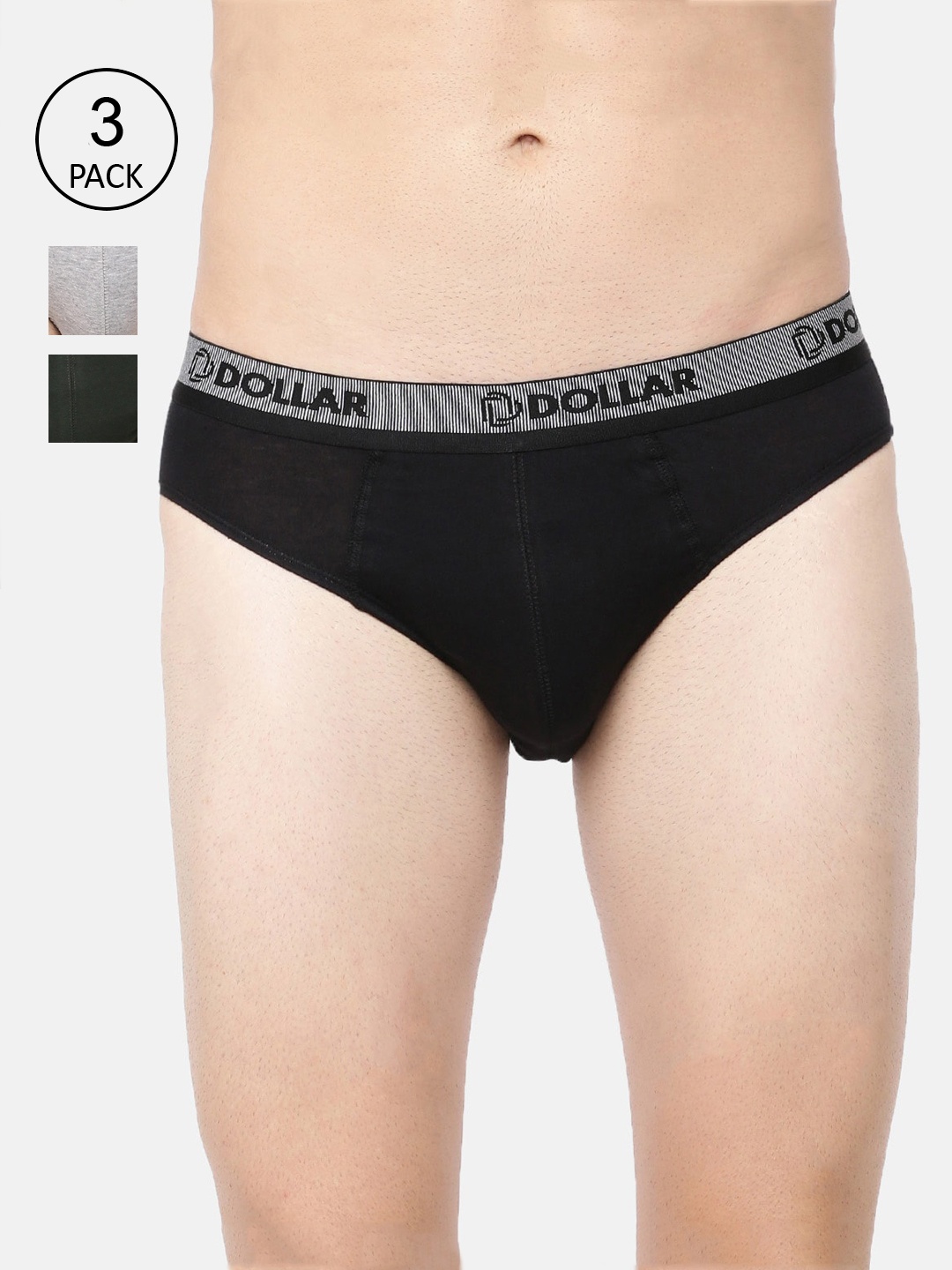 

Dollar Bigboss Men Pack of 3 Solid Cotton Briefs MDBR-01-PO3-C2, Assorted