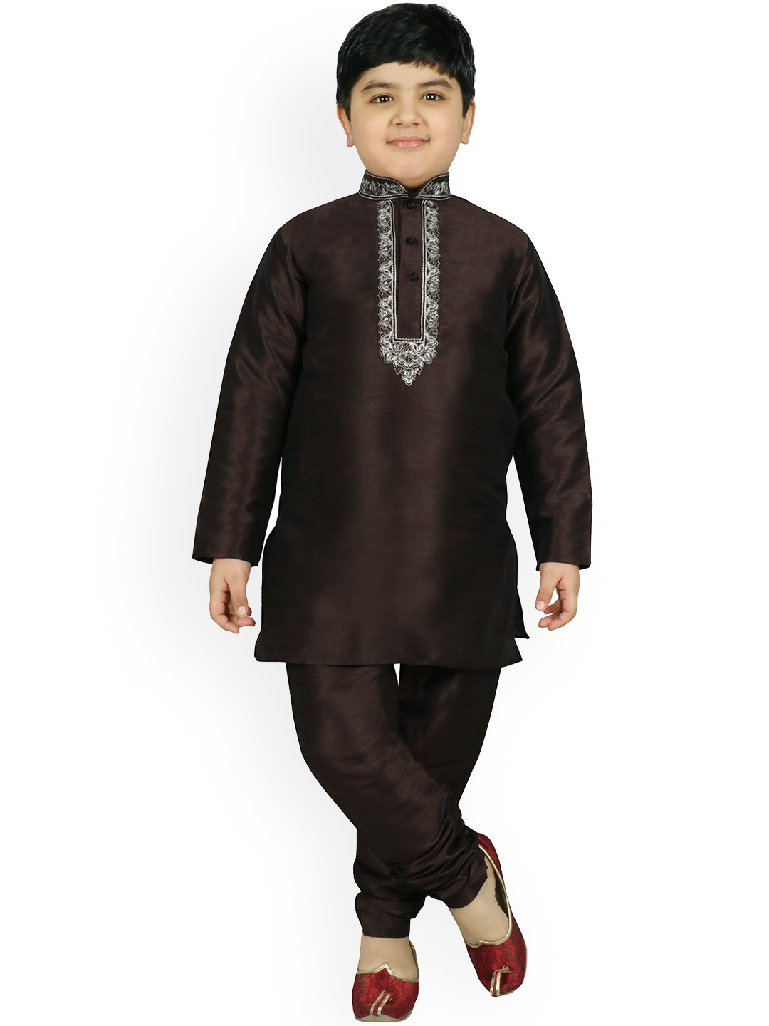 

SG YUVRAJ Boys Coffee Brown Yoke Design Kurta with Pyjamas