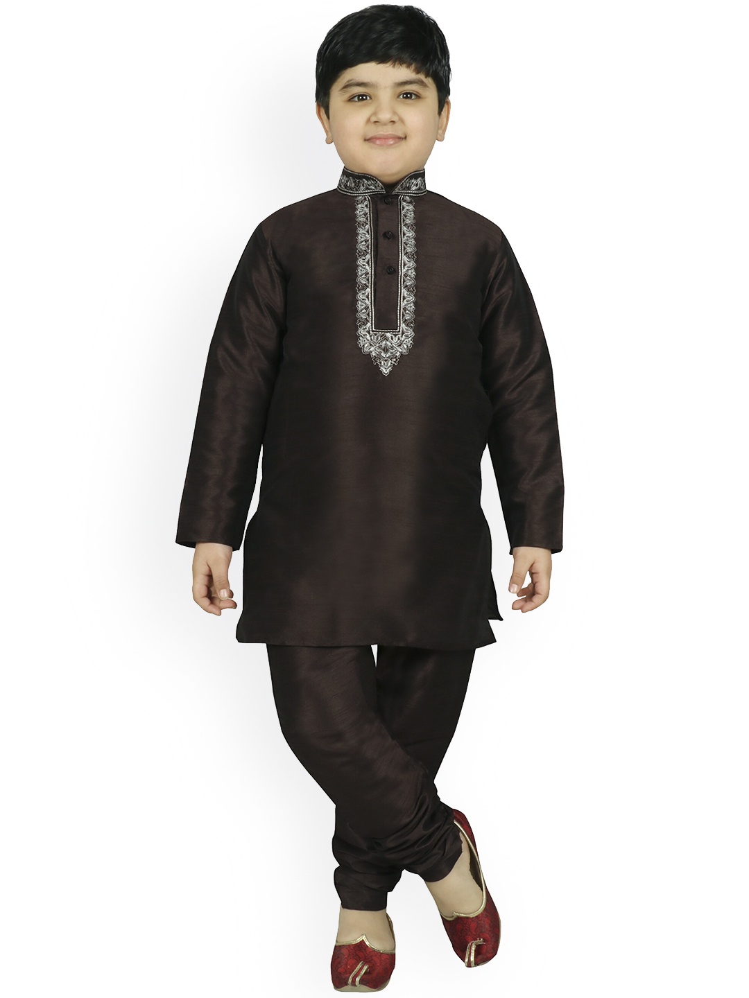 

SG YUVRAJ Boys Coffee Brown Yoke Design Kurta with Pyjamas