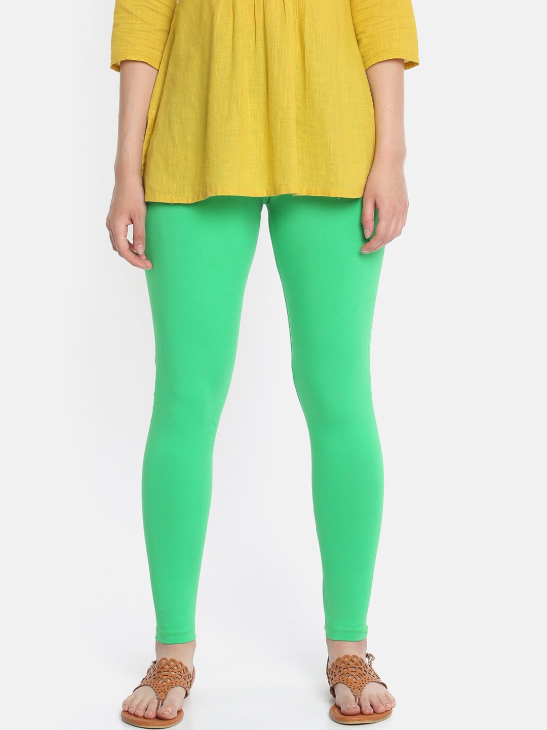 

Dollar Missy Women Green Solid Ankle-Length Leggings