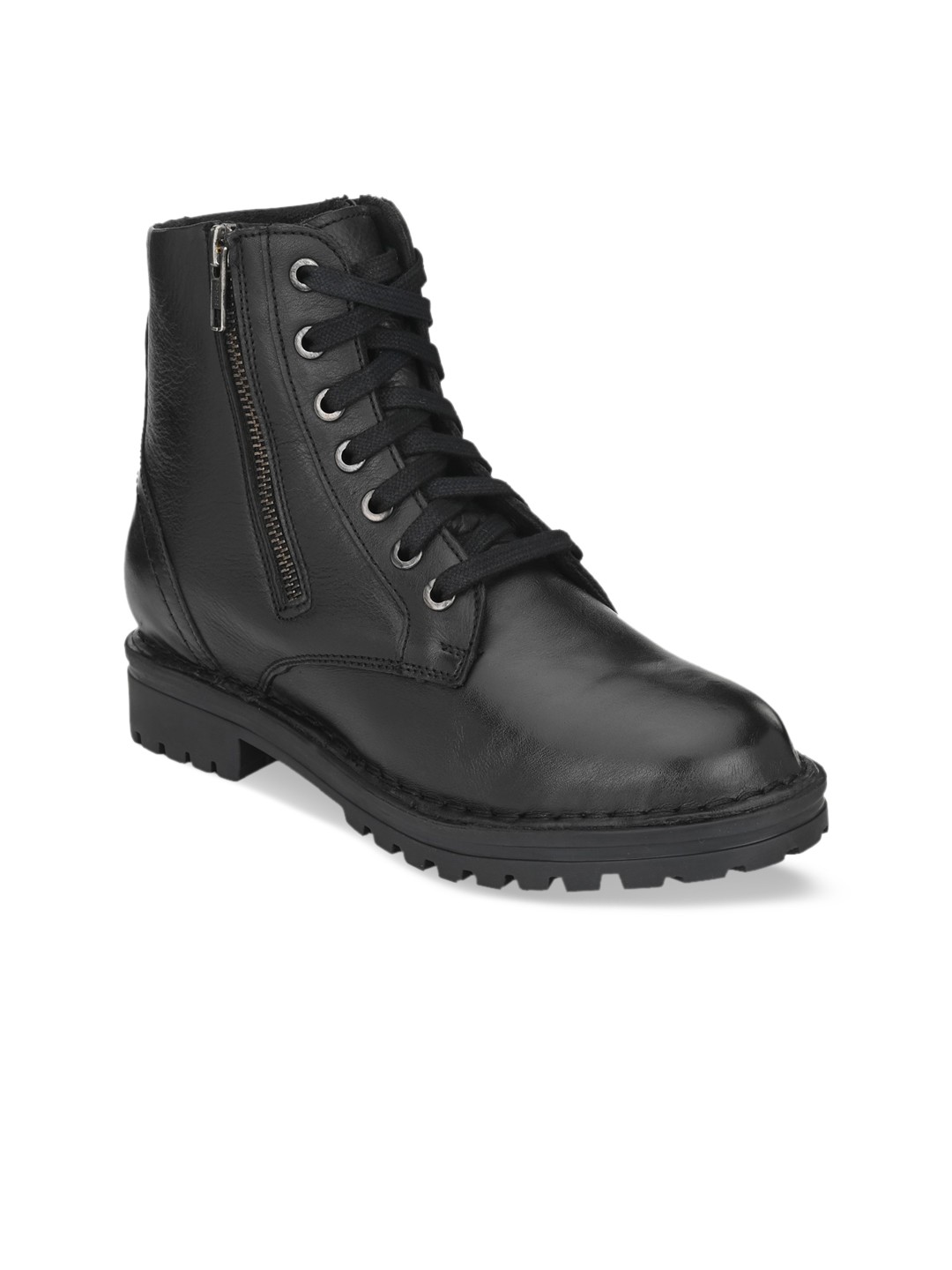 

Delize Women Black Leather Flat Boots