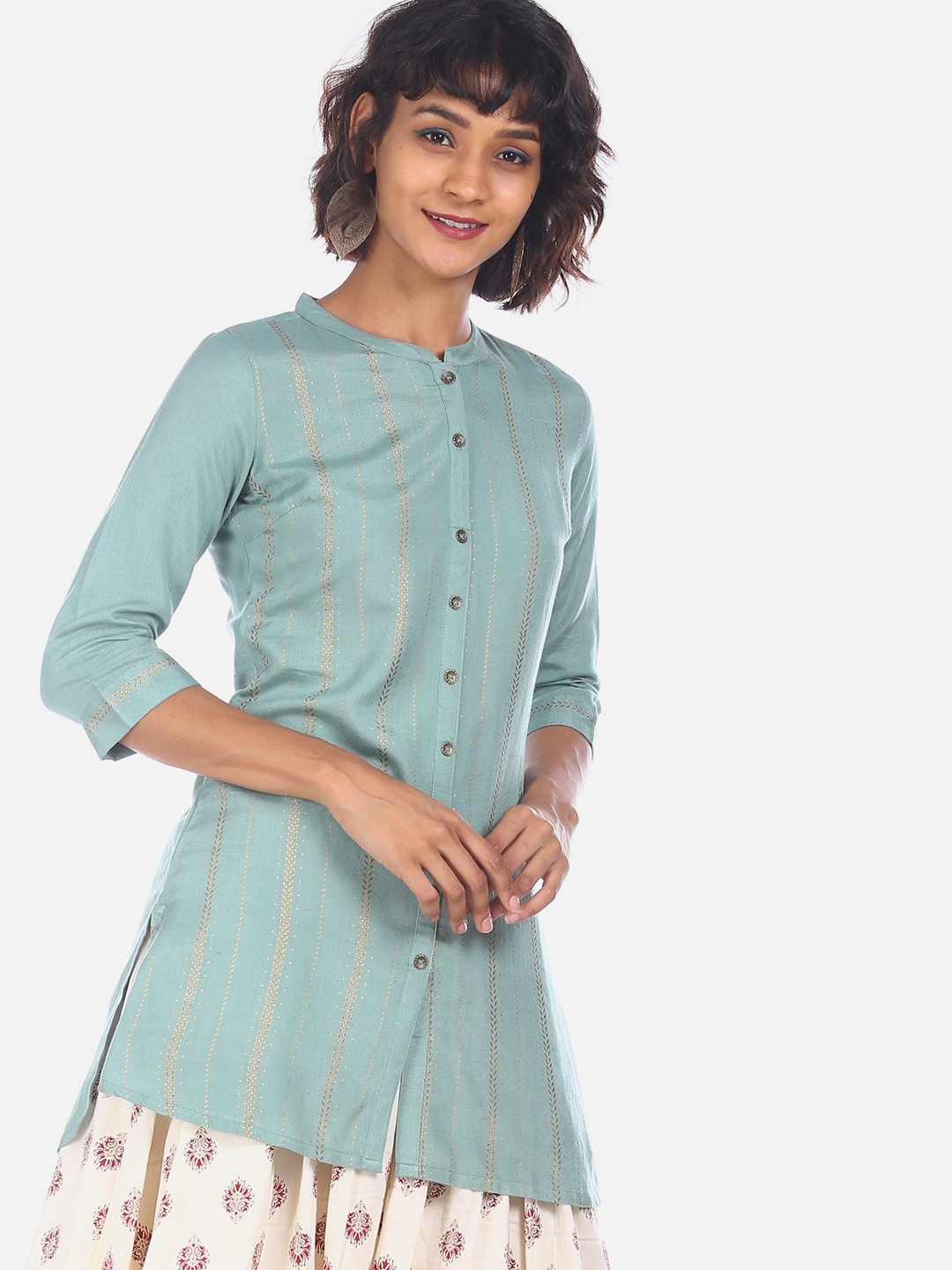 

Karigari Women Green Printed A-Line Kurta