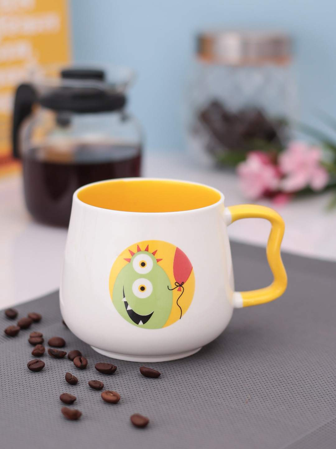 

JCPL White & Yellow Printed Ceramic Mug