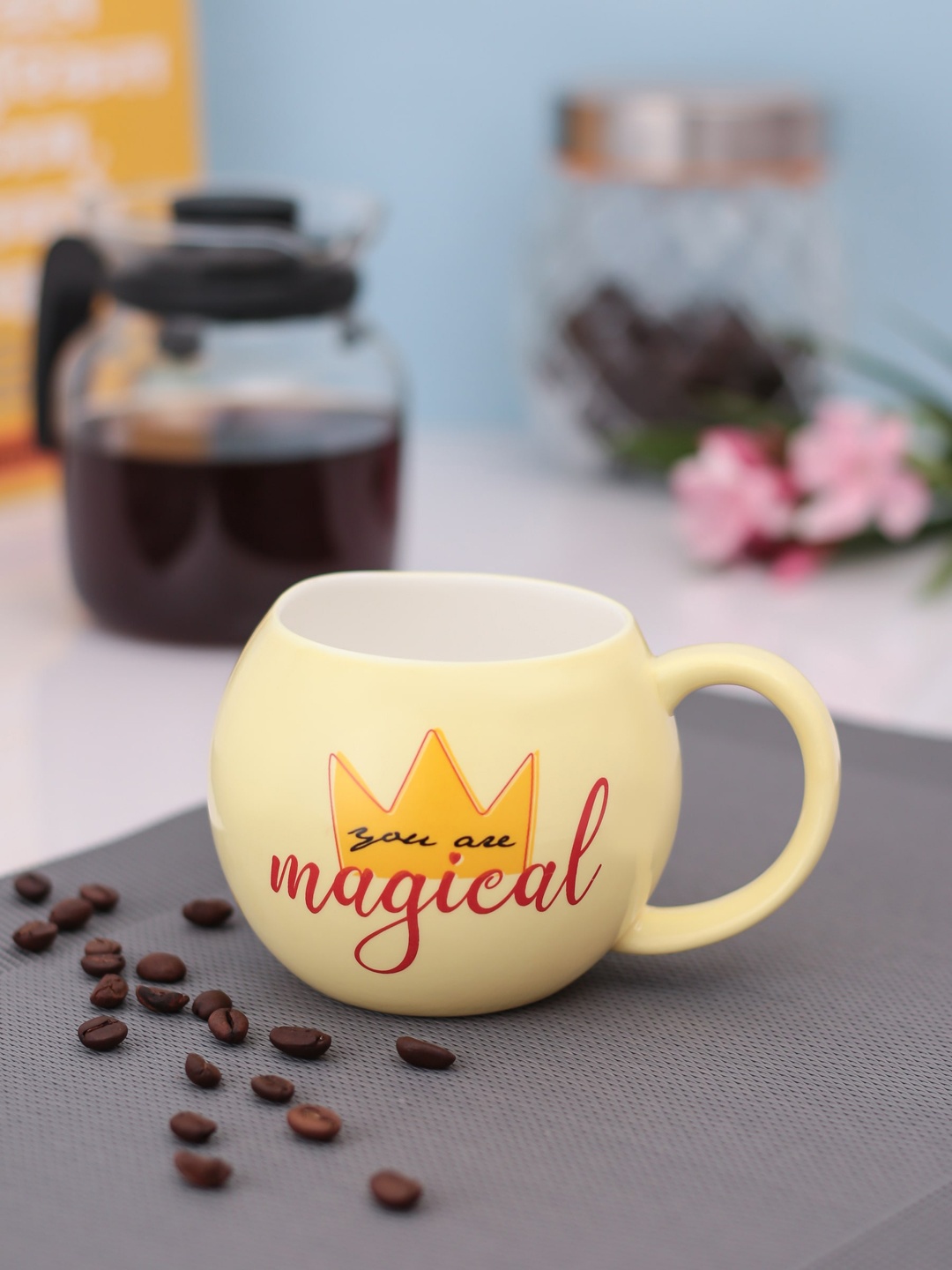 

JCPL Cream Coloured & Orange Printed Ceramic Milk Mug